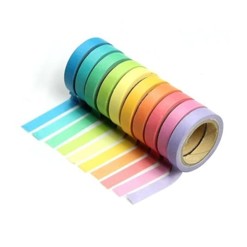 Gadpiparty 10 Rollen Washi Tape Regenbogenfarben Dekoratives Klebeband aus Washi-material Breit für Scrapbooking DIY Basteln Planer und Geschenkdekoration Gadpiparty 10 Rollen Washi Tape Regenbogenfarben Dekoratives Klebeband aus Washi-material Breit für Scrapbooking DIY Basteln Planer und Geschenkdekoration von Gadpiparty
