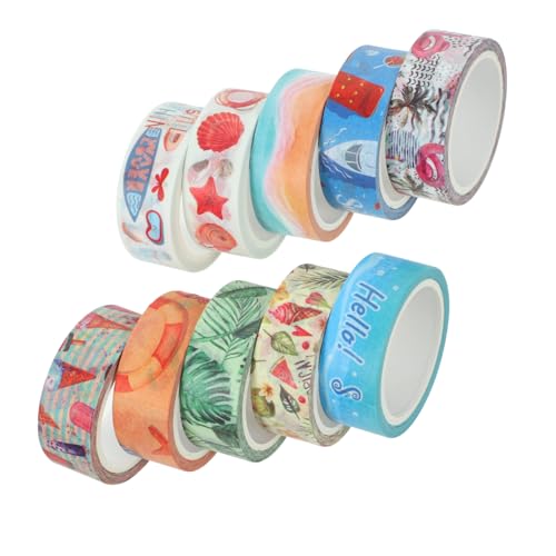 Gadpiparty 10 Rollen Washi Tape Vielseitige Dekorative Klebebänder für Scrapbooking Diy Projekte und Journals Hochwertige Haftende Designs mit Klaren Farben und Mustern für Kreative von Gadpiparty
