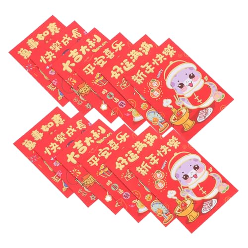 Gadpiparty 10 Sätze Cartoon-Schlangenumschlag Geldumschläge Rote Tasche chinesisches neujahr hongbao Geldumschlag Chinesisches rotes Paket chinesischer roter umschlag Papier von Gadpiparty