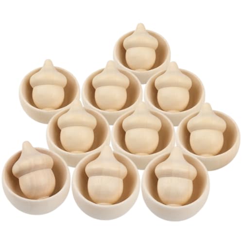 Gadpiparty 10 Sätze Diy Holzschalen und Eicheln Teiliges Bastelset für Malvorlagen für Indoor Aktivitäten Langlebig und Sicher für Kleine Hände Fördert Fantasie und Kreativität von Gadpiparty