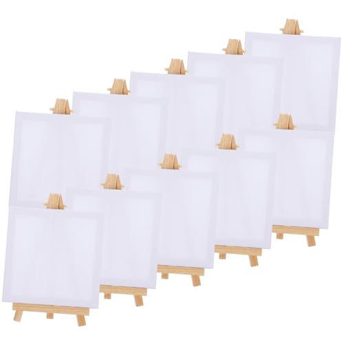 Gadpiparty 10 Sätze Mini-leinwände mit Holzrahmen und Mini Staffeleien Quadratische Malrahmen und Staffelei für Öl Acrylmalerei Künstlerbedarf und Bastelprojekte von Gadpiparty