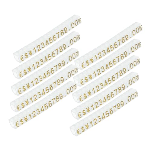 Gadpiparty 10 Saiten Preisschild Stand digital Tag-Würfel mit Würfel anzeigen Preisanzeigeschild Preisblock Preisständer Schmuckanhänger für die Preisgestaltung Preisanzeigeblöcke Abs Golden von Gadpiparty