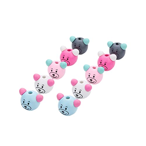 Gadpiparty 10 Stück Bunte Holzperlen Tierkopf Diy Bastelperlen für Kreative Schmuckaccessoires für Armbänder Zufällige Designs für Bastelprojekte Zufällige Farbe von Gadpiparty