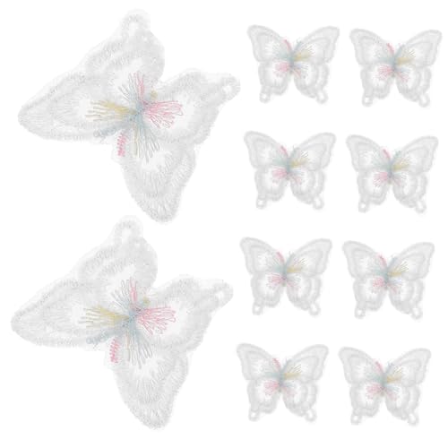 Gadpiparty 10 Stück Doppellagige Bestickte Schmetterling Applikationen Organza Stickerei Patches zum Aufnähen für Brautkleider Kleidung Taschen Hüte Vorhänge DIY Dekoration von Gadpiparty