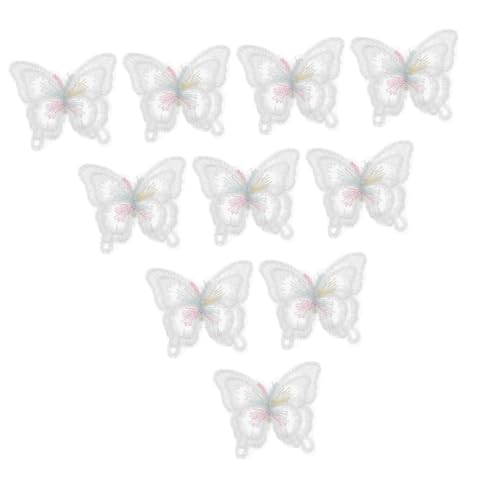 Gadpiparty 10 Stück Doppellagige Schmetterling Applikationen aus Organza Spitze Handbestickte Patches zum Aufnähen Leichtes DIY Zubehör für Brautkleider Kleidung Haarschmuck und Taschen von Gadpiparty
