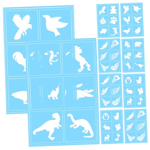 Gadpiparty 10 Stück Gesicht Tattoo Vorlage Vorlagen Schablone malen Schminkvorlage Vorlage für Gesichtsbemalung PVC Blau von Gadpiparty