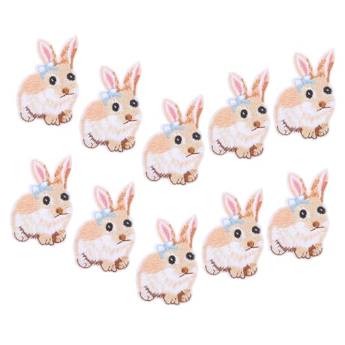 Gadpiparty 10 Stück Hasenversorgungen stoffaufkleber süßer Fleck besticktes Kaninchen Patch aufnähen Aufnäher mit Hasenstickerei Rosa Schleife zum Aufbügeln Bogen-Aufnäher zum Aufbügeln von Gadpiparty