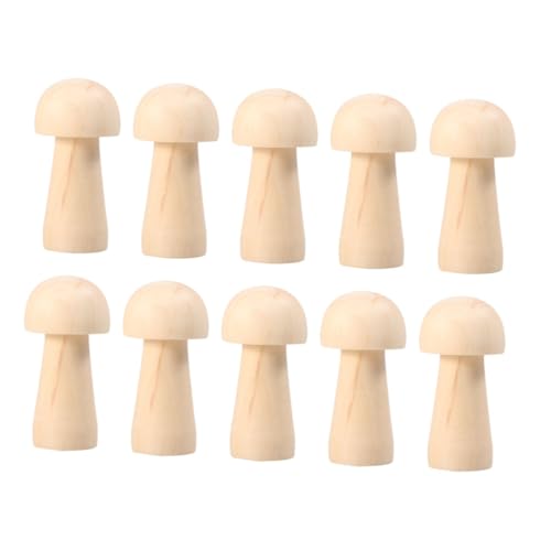 Gadpiparty 10 Stück Holz Graffiti Pilzkopf Ornament Pilze Miniatur Pilz Puppenkopf Unvollendetes Gemälde Holzpuppe Holzpilzpuppe Unvollendete Puppen Bambus von Gadpiparty