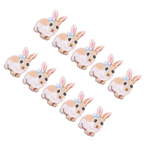 Gadpiparty 10 Stück Kaninchen-Patch stoffaufkleber Hasenzubehör Stickaufkleber Buchstabenpatches aufnähen süße Stickereiflecken Bogen-Aufnäher zum Aufbügeln Rosa Schleife zum Aufbügeln von Gadpiparty