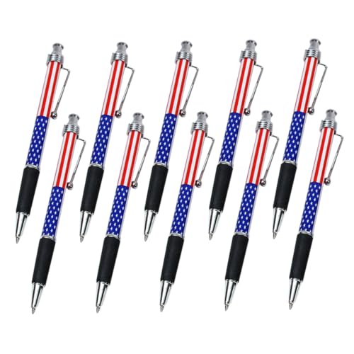 Gadpiparty 10 Stück Kugelschreiber mit Amerikanischem Flaggenmuster Ergonomisch und Nachfüllbar für Bürobedarf Schule und Patriotische Anlässe mit Schwarzer für Flüssiges Schreiben von Gadpiparty