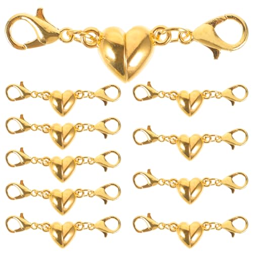 Gadpiparty 10 Stück Magnetische Herzverschluss Verbindungsstücke für DIY Schmuck Goldene Magnetverschlüsse für Halskette Armband und Schmuckreparatur Bedienung Hochwertige Eisenmaterialien von Gadpiparty