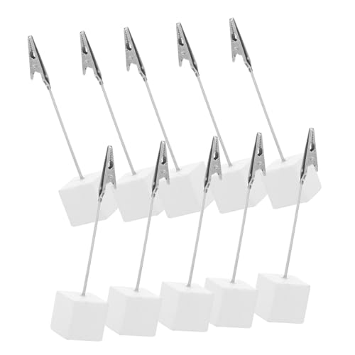 Gadpiparty 10 Stück Memo Clip Würfelhalter aus Resin und Edelstahl Silberfarbener Klemmbrett Fotohalter mit Stabilem Sockel für Büro Heimorganisation von Gadpiparty