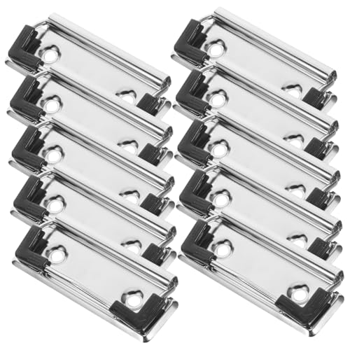 Gadpiparty 10 Stück Metallplattenclip Klappablage Mini-Klemmbretter Zwischenablage dokumentieren Klemmbrett-Organizer Dokumentclips mountable heavy duty clipboard clips Dateiclips Silber von Gadpiparty
