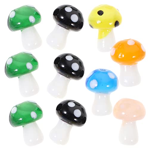 Gadpiparty 10 Stück Mushroom Glasperlen Bunte Diy Perlen Stein für Schmuckherstellung Glatte Lose Perlen für Armbänder und Bastelprojekte von Gadpiparty