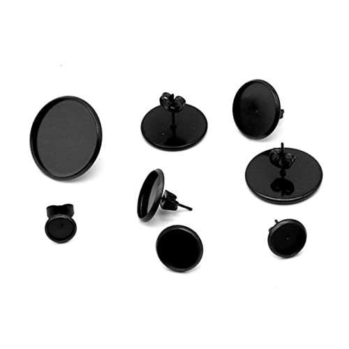 Gadpiparty 10 Stück Ohrstecker Basis DIY Schmuckzubehör Kreative Runde Ohrstecker Basis Schwarz Zubehör für Ohrring Herstellung mit Ohrstopper für Ohrringe und von Gadpiparty