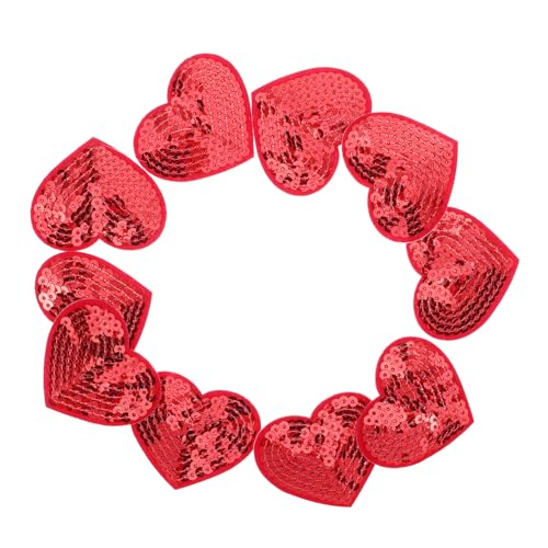 Gadpiparty 10 Stück Stickaufkleber Glitzer Herz Patch Flicken Für Kleidung Pailletten Aufkleber Herz Pailletten Patches Stoffaufkleber Für Kleidung Stoffaufkleber Für Rucksäcke Rot von Gadpiparty