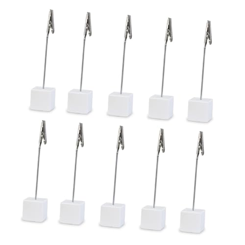 Gadpiparty 10 Stück Teiliges Memo Clip mit Würfelförmiger Resin Basis Weißer Notizhalter aus Edelstahl Hoher Tischkartenhalter für Büro und Heimorganisation von Gadpiparty