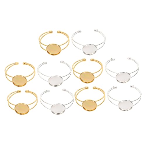 Gadpiparty 10 Stück Teiliges Runde Legierung Lünette Gemstone Base Armband Rohlinge DIY Schmuckherstellung Elegant und Langlebig für Damen von Gadpiparty