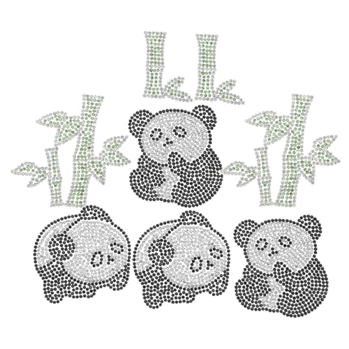 Gadpiparty 10 Stück Teiliges Selbstklebende Panda Stoffpatches mit Bambus-motiven Diy-bügelbilder und Flache Strasssteine für Kleidung Hüte Rucksäcke Jacken Kreative Familienbastelei von Gadpiparty