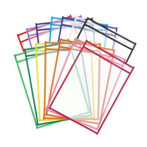 Gadpiparty 10 Stück Teiliges Transparentes Dry Erase File Pockets aus PVC Wasserfest und Wiederverwendbar mit Metallösen zum Aufhängen für Büro und Schule Farblich Sortiert Gadpiparty 10 Stück Teiliges Transparentes Dry Erase File Pockets aus PVC Wasserfest und Wiederverwendbar mit Metallösen zum Aufhängen für Büro und Schule Farblich Sortiert von Gadpiparty
