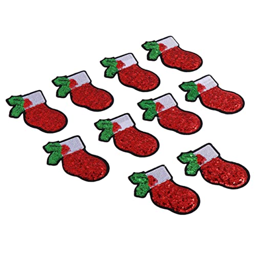 Gadpiparty 10 Stück Teiliges Weihnachts Pailletten Stickerei Patch Aufbügelbar für Kleidung Jeans Hüte Blusen Langlebige Textil Applikationen Festliche Dekoration und DIY Zubehör von Gadpiparty