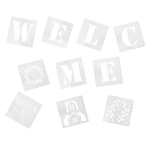 Gadpiparty 10 Stück Welcome Buchstaben Stencils Wiederverwendbare Schablonen für Malen Leichtem Wasserdichtem Pet Material und Einfach zu Reinigen von Gadpiparty
