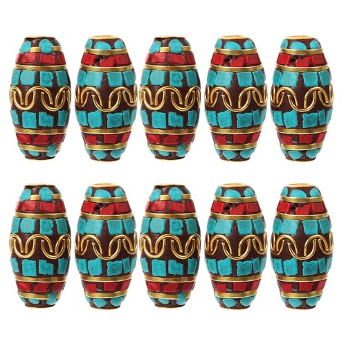 Gadpiparty 10 Stück tibetische Kupferperlen: DIY-Schmuckzubehör – Nepal-Perlen für Ohrringe, Armbänder, Abstandshalter – buddhistische Schmuckprojekte, dekorative Fundstücke von Gadpiparty