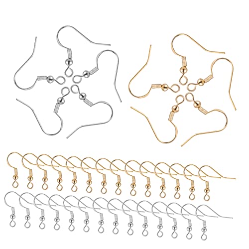 Gadpiparty 100 Paare Ohrringhaken Silber Gold Ohrhaken mit Transparenten Stoppern Leicht Ergonomisch für Schmuckherstellung DIY Ohrschmuck Basteln von Gadpiparty