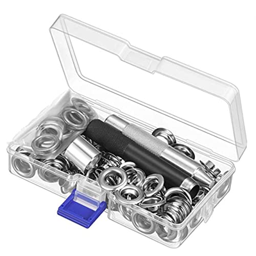 Gadpiparty 100 Satz Teiliges Druckknopf Set mit Werkzeugen Robuste Ösen für Stoffe Grommet Werkzeugset für Schuhe Kleidung und DIY Projekte Innendurchmesser Silberfarben von Gadpiparty