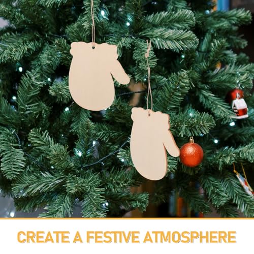 Gadpiparty 100 Sets Weihnachtshandschuhe geformte Holzausschnitte mit Schnüren, unfertige leere Holzanhänger, Ornamente für Weihnachten, DIY-Bastelarbeiten, Baumparty-Dekoration Gadpiparty 100 Sets Weihnachtshandschuhe geformte Holzausschnitte mit Schnüren, unfertige leere Holzanhänger, Ornamente für Weihnachten, DIY-Bastelarbeiten, Baumparty-Dekoration von Gadpiparty