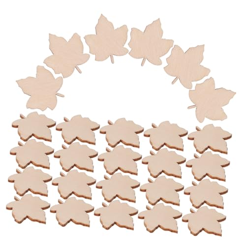 Gadpiparty 100 Stück Ahornblatt-Handdekoration holzschnitzerei Ahornblatt DIY Dekoration DIY-Dekoration süß Ausschnitte Blätter unvollendetes Holzhandwerk DIY-Zubehör aus Holz hölzern Beige von Gadpiparty