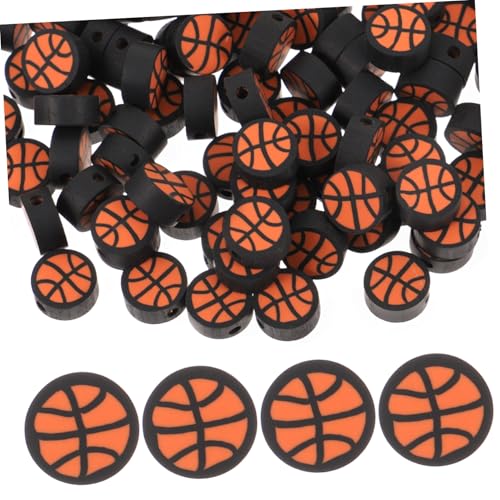 Gadpiparty 100 Stück Basketball Perlen Polymer Schmuck Bastelmaterial für Armbänder für DIY Dekorationen Tragbar und Langlebig von Gadpiparty