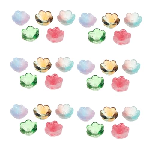 Gadpiparty 100 Stück Bunte Lampwork Glasperlen mit Glockenblumen Design Langlebige Leichte DIY Schmuckperlen für Armbänder Halsketten und Ohrringdekoration Farbverlaufend Hautfreundlich von Gadpiparty