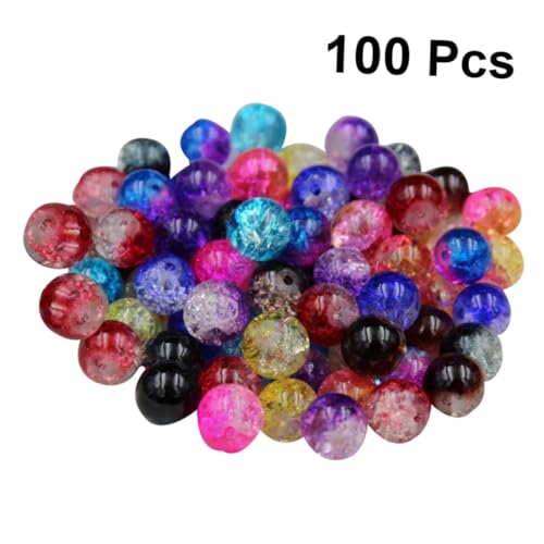 Gadpiparty 100 Stück Bunte Zweifarbige Crackle Glasperlen Set für DIY Schmuck Bastelperlen Auffädeln Armbänder Halsketten Handgefertigte Perlen Schmuckzubehör Zufällige Farbe von Gadpiparty