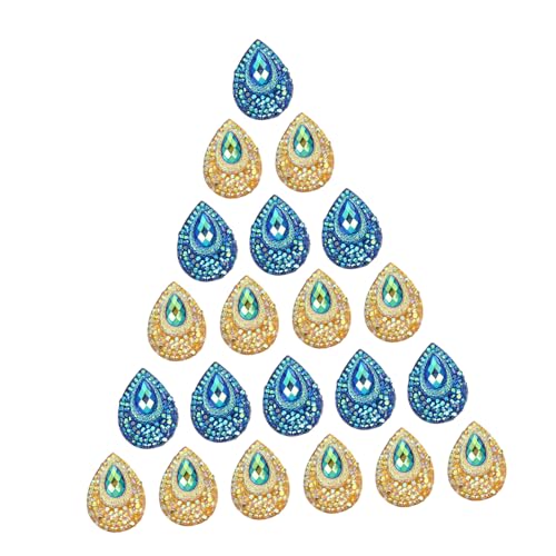 Gadpiparty 100 Stück DIY Strasssteine Wassertröpfchenförmige Patches für Kleidung Gelb und Blau für Handarbeiten Abendkleider und Styles von Gadpiparty