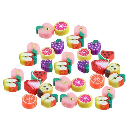 Gadpiparty 100 Stück Frucht Themen Polymer Clay Perlen Handgemachte Schmuckperlen für DIY Armbänder und Bastelprojekte Geeignet für Kreative Schmuckherstellung von Gadpiparty