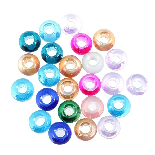 Gadpiparty 100 Stück Glasperlen mit Großem Loch Mischfarben für Diy Armbänder und Bastelprojekte Hochwertige Runde Kristallperlen für Schmuckherstellung von Gadpiparty