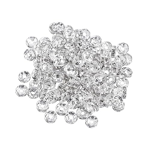 Gadpiparty 100 Stück Glitzernde Rhinestone Rondelle Spacer Perlen Plattierte Bastelperlen für Schmuckherstellung DIY Kunsthandwerk Silber Gadpiparty 100 Stück Glitzernde Rhinestone Rondelle Spacer Perlen Plattierte Bastelperlen für Schmuckherstellung DIY Kunsthandwerk Silber von Gadpiparty