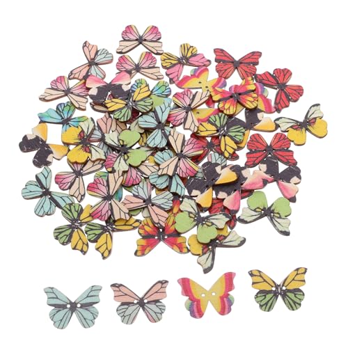 Gadpiparty 100 Stück Holzknöpfe Schmetterlingsform Handmade Holzknöpfe für DIY Basteln Nähen Scrapbooking Dekorative Knöpfe Langlebig Vielseitig Einsetzbar von Gadpiparty