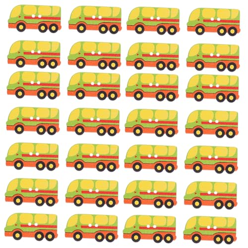 Gadpiparty 100 Stück Holzknöpfe für Diy Handwerk Bunte Bus Form Knöpfe zum Annähen für Kleidung Basteln Dekoration Praktische Runde Knöpfe für Kinderbekleidung Jacken Mehr von Gadpiparty