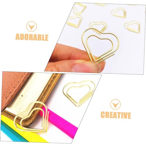 Gadpiparty 100 Stück Kleine Metall Büroklammern Herzform Goldfarbene Kreative Papierklammern für Notizen Dokumente Karten und Hochzeit Dekoration Langlebig aus Rostfreiem Stahl von Gadpiparty