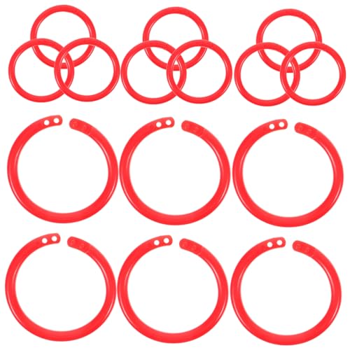 Gadpiparty 100 Stück Loslängenschnalle Schlüssel Binderringe groß Bindemittel Loseblattbuch Stichworte Ö Ringordner für lose Blätter DIY binder ringe Binderinge aus Kunststoff Plastik rot von Gadpiparty