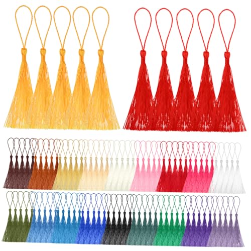 Gadpiparty 100 Stück Quasten schlüsselanhänger Bastelzubehör Schlüsselbund Schlüssel Quaste Lesezeichen-Quaste Polyester von Gadpiparty