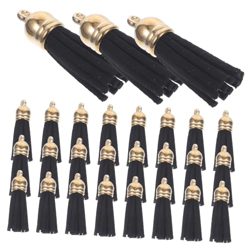 Gadpiparty 100 Stück Quastenschmuck Zubehör Schlüssel klein Quasten für Handwerk Herstellung bag charm bastelzeug the craft Geldbörsenanhänger für Handtaschen Lesezeichen Quasten Leder Black von Gadpiparty