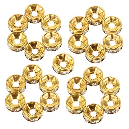 Gadpiparty 100 Stück Strass Rondelle Perlen Große Perlen für DIY Charms Armbänder Goldfarben Weißer Kristall Gadpiparty 100 Stück Strass Rondelle Perlen Große Perlen für DIY Charms Armbänder Goldfarben Weißer Kristall von Gadpiparty