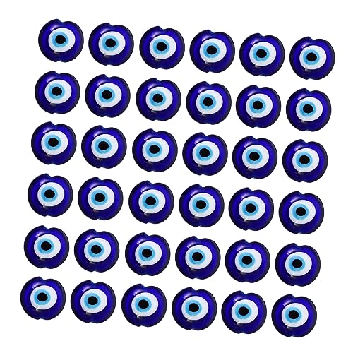 Gadpiparty 100 Stück Teiliges Flache Türkische Glasperlen Blaues Evil Eye DIY Schmuckzubehör Langlebige Glasaugen Perlen zum Basteln von Armbändern und Halsketten Farbintensiv von Gadpiparty