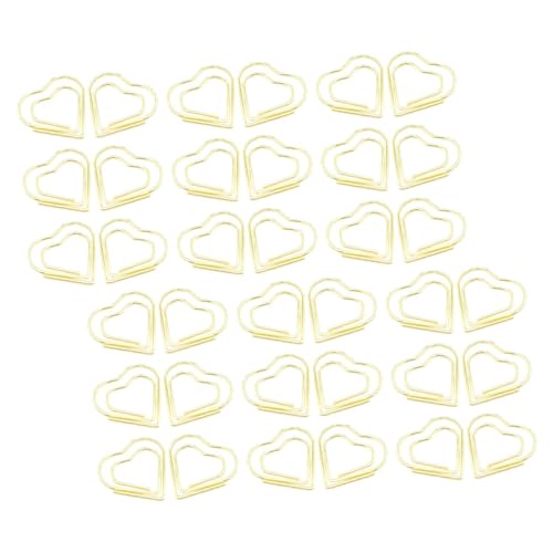 Gadpiparty 100 Stück herzförmige Büroklammer Papierclip Büroklammern für Papierkram Papierklammern Hochzeit Büroklammern Papierstift Dokumentclips Büroklammern Masse Rostfreier Stahl Golden von Gadpiparty