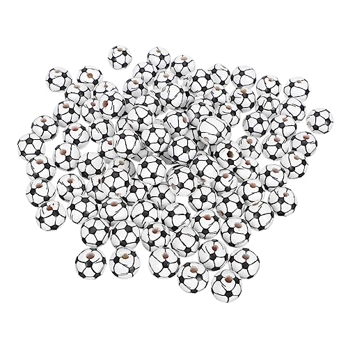 Gadpiparty 100Stücke Fußball Holzperlen DIY Zubehör für Armbänder und Halsketten Hautfreundlich Vielseitig Einsetzbar für Schmuckherstellung und Bastelprojekte von Gadpiparty