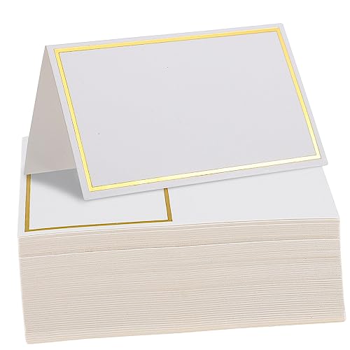 Gadpiparty 100Stücke Goldfolierte Tischkarten Für Hochzeiten Und Partys Leere Namenskarten Für Kreative Tischdekoration Klappbare Platzkarten Schreiben von Gadpiparty