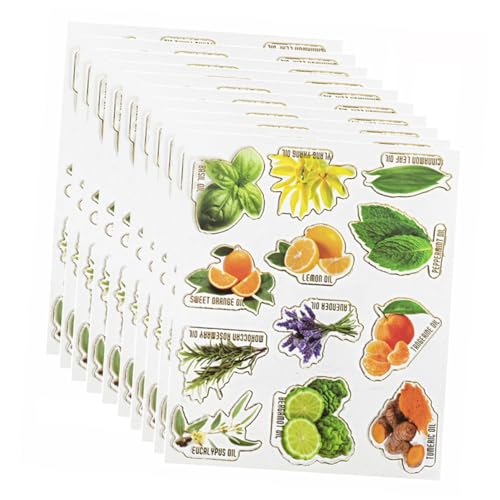 Gadpiparty 10Blätter Selbstklebende für Ätherische Öle Wasserdichte Aufkleber für Flaschen Praktische Beschriftung für Kosmetik und DIY Projekte zur Organisation von Gadpiparty